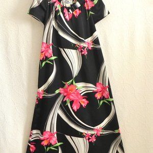 Vtg Hilo Hattie's Hawaii Maxi Dress Short Sleeve